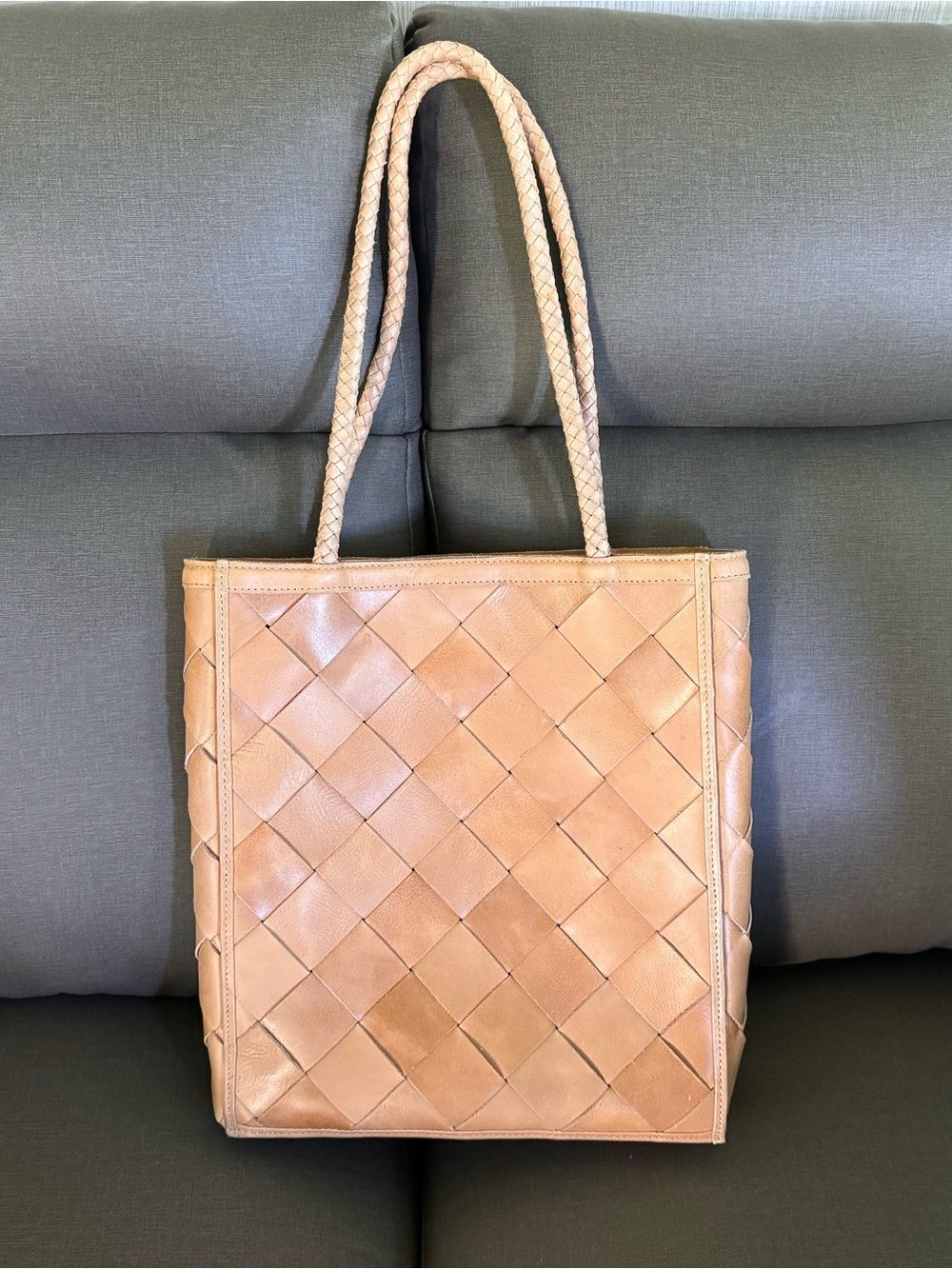 Bembien Le Tote Caramel Grand Weave Leather Tote